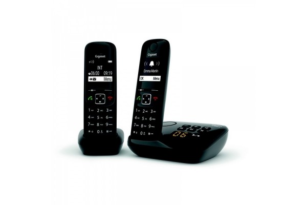 Gigaset AS690A DUO tél.DECT + REP - base + 2 combinés noirs 