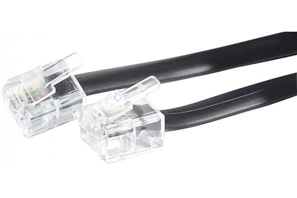 Cordon téléphonique RJ11 / RJ11 noir - 10 m 