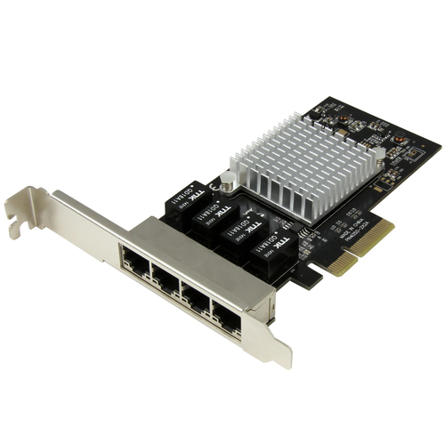 Startech Carte réseau PCI Express à 4 ports Gigabit Ethernet avec chipset Intel I350-AM4 - Adaptateur NIC PCIe GbE - Adaptateur réseau - PCIe x4 profil bas - 1GbE - 1000Base-T - noir - pour P/N: BNDTB10GI, BNDTB210GSFP, BNDTB310GNDP, BNDTB410GSFP, BNDTB4M