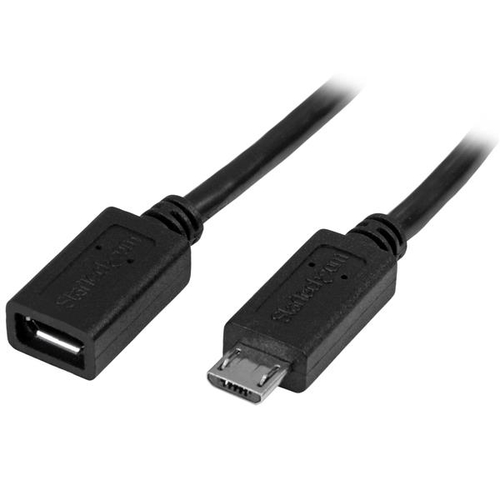 StarTech Câble d'extension Micro USB de 50 cm - Rallonge USB Micro B vers Micro B - Prolongateur Micro USB - M/F - Noir - Rallonge de câble USB - Micro-USB de type B (M) pour Micro-USB de type B (F) - USB 2.0 - 50 cm - noir - disponible 24 / 48h 