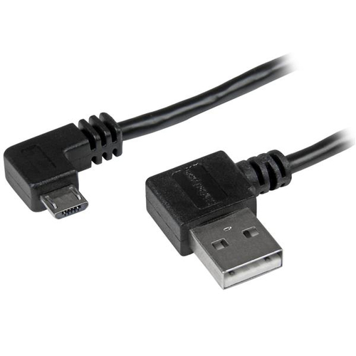 StarTech Câble USB A vers Micro B de 1 m avec connecteurs coudés à angle droit - Cordon Micro USB - M/M - Noir - Câble USB - Micro-USB de type B (M) pour USB (M) - USB 2.0 - 1 m - connecteur coudé - noir - pour P/N: USB2PCARBK, USB2PCARBKS, USBEXTAA10BK, 