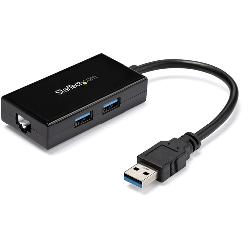 Startech Adaptateur réseau USB 3.0 vers Gigabit Ethernet avec hub USB 3.0 à 2 ports (USB31000S2H) - Adaptateur réseau - USB 3.0 - Gigabit Ethernet x 1 - noir 