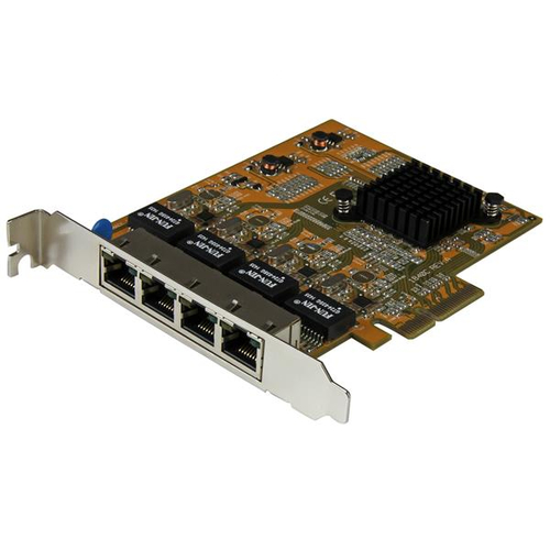 Startech Carte réseau PCI Express à 4 ports Gigabit Ethernet avec chipset Realtek RTL8111G - Adaptateur NIC PCIe GbE - Adaptateur réseau - PCIe - Gigabit Ethernet x 4 - jaune 