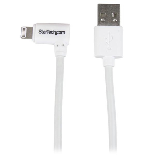 Startech Câble Apple Lightning coudé vers USB de 1 m - Cordon de charge / synchronisation à angle droit ou gauche - M/M - Blanc - Câble Lightning - Lightning mâle pour USB mâle - 1 m - blanc - connecteur incliné - pour P/N: USB2PCARBK, USB2PCARBKS, USBLT2 