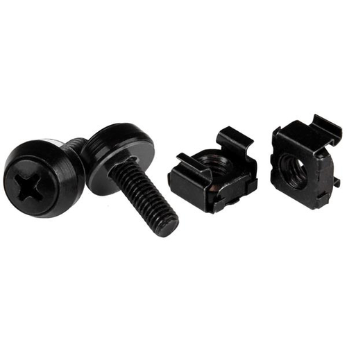 Startech Écrou cage M5 - Vis M5 - Pack de 50 - Écrous cage et vis M5x12 de montage pour rack et armoire serveur - Noir - Kit de vis pour rack - noir - pour P/N: RACK-18U-20-WALL-OA, RACK-21U-20-WALL-OA, RACK-24U-20-WALL-OA, RK12OD2, RK3236BKF 