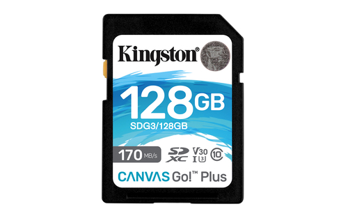 Kingston Canvas Go! Plus - Carte mémoire flash - 128 Go - Video Class V30 / UHS-I U3 / Class10 - SDXC UHS-I