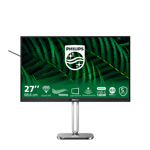 Philips 27B2G5601 - 5000 Series - écran LED - USB - 27" - 2560 x 1440 QHD @ 100 Hz - IPS - 1500:1 - HDMI, DisplayPort, USB-C - haut-parleurs - argent, Charbon - disponible 15 jours 