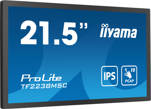 iiyama ProLite TF2238MSC-B1 - Écran LED - 21.5" - cadre ouvert - écran tactile - 1920 x 1080 Full HD (1080p) - IPS - 600 cd/m² - 1000:1 - 5 ms - HDMI, DisplayPort - noir, mat 
