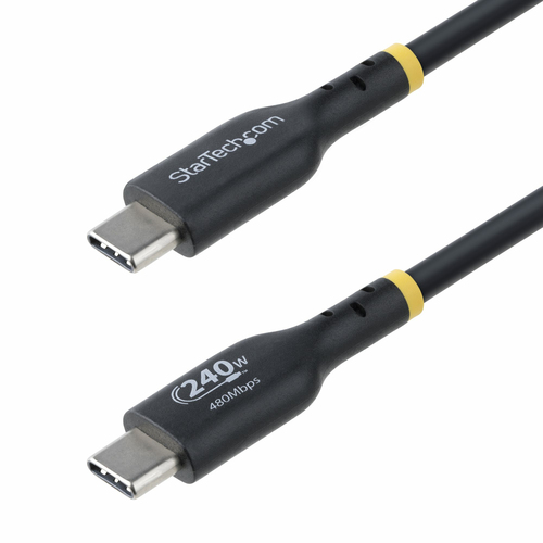 StarTech.com Câble de Charge USB-C de 4m, Cordon USB-C, USB-IF, 240W PD - Câble USB - USB-C (M) pour USB-C (M) - USB 2.0 - 48 V - 5 A - 4 m - sans halogène, passif, gamme de puissance étendue (EPR), support pour Power Delivery 3,1 - noir