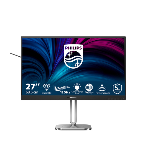 Philips 27B2N4500 - 4000 Series - écran LED - 27" - 2560 x 1440 QHD @ 120 Hz - IPS - 350 cd/m² - 1500:1 - 4 ms - 2xHDMI, DisplayPort - haut-parleurs - argent, Charbon 