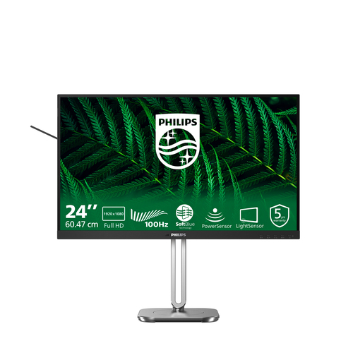 Philips 24B2G5200 - Écran LED - 24" (23.8" visualisable) - 1920 x 1080 Full HD (1080p) @ 100 Hz - IPS - 1500:1 - HDMI, VGA, DisplayPort - haut-parleurs - Charbon - disponible 15 jours 