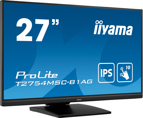 iiyama ProLite T2754MSC-B1AG - Écran LED - 27" - écran tactile - 1920 x 1080 Full HD (1080p) @ 60 Hz - IPS - 300 cd/m² - 1000:1 - 4 ms - HDMI, VGA - haut-parleurs - noir mat 