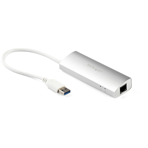 Startech Hub USB 3.0 portable à 3 ports avec Gigabit Ethernet - Concentrateur USB 3.0 GbE avec boîtier en aluminium et câble intégré - Concentrateur (hub) - 3 x SuperSpeed USB 3.0 + 1 x 10/100/1000 
