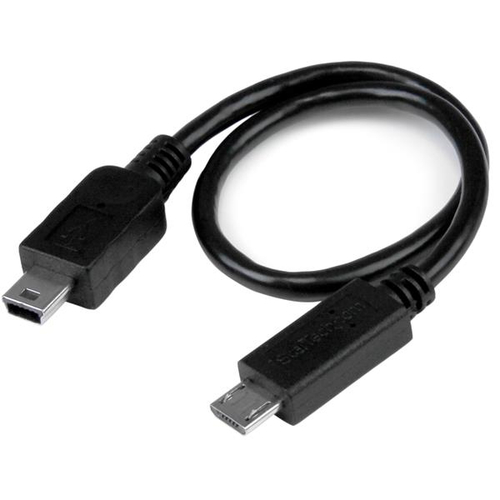 StarTech Câble USB OTG Micro USB vers Mini USB de 20 cm - Adaptateur USB On-The-Go - M/M - Noir - Câble USB - mini USB type B (M) pour Micro-USB de type B (M) - USB OTG - 20.32 cm - noir