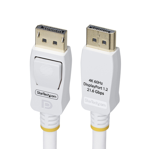 StarTech.com 6ft White VESA Certified DisplayPort 1.2 Cable with Latches - Câble DisplayPort - DisplayPort (M) verrouillé pour DisplayPort (M) verrouillé - DisplayPort 1.2 - 1.8 m - sans halogène, passif, support pour 4K60Hz, support 1080 p 240 Hz, suppor