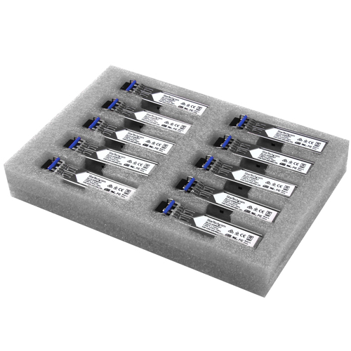 StarTech.com Paquet de 10 modules de transceiver SFP à fibre optique Gigabit - Compatible Cisco GLC-LH-SMD - Monomode / Multimode LC - Module transmetteur SFP (mini-GBIC) (équivalent à : Cisco GLC-LH-SMD) - 1GbE - 1000Base-LX, 1000Base-LH - LC - jusqu'à 1