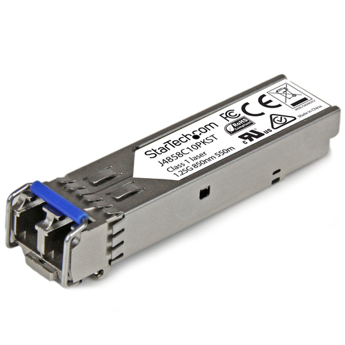 StarTech.com Paquet de 10 modules de transceiver SFP+ à fibre optique GbE - Compatible HP J4859C - Monomode / Multimode LC - 10 km / 550 m - Module transmetteur SFP (mini-GBIC) (équivalent à : HP J4859C) - 1GbE - 1000Base-LX - LC - jusqu'à 10 km - 1310 nm