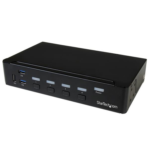 Startech Switch KVM USB DisplayPort à 4 ports - Commutateur écran clavier souris DP avec hub USB 3.0 intégré - 4K 30 Hz (SV431DPU3A2) - Commutateur écran-clavier-souris/USB - 4 x KVM / audio / USB + 3 x SuperSpeed USB - 1 utilisateur local - Montable sur
