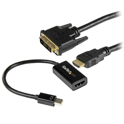 StarTech.com Kit de connectiques Mini DisplayPort vers DVI - Convertisseur actif Mini DP vers HDMI avec câble HDMI vers DVI de 1,8 m - Convertisseur vidéo - DisplayPort - DVI, HDMI 