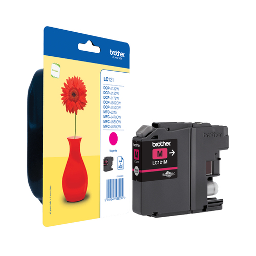 Brother LC121M - Magenta - original - blister - cartouche d'encre - pour Brother DCP-J100, DCP-J105, DCP-J132W, DCP-J552DW, DCP-J752DW 