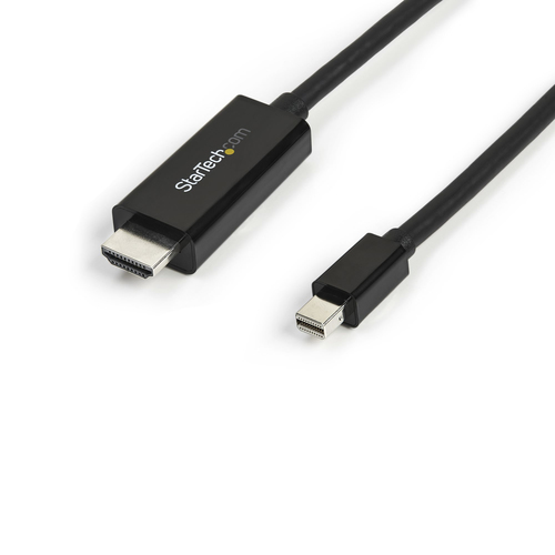 StarTech.com Câble adaptateur Mini DisplayPort vers HDMI de 3 m - Convertisseur Mini DP vers HDMI avec câble intégré - 4K 30 Hz - Noir - Câble adaptateur - Mini DisplayPort mâle pour HDMI mâle - 3 m - noir - support 4K 