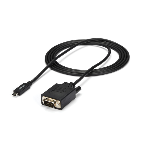 StarTech.com Câble USB C vers VGA de 2m - Adaptateur Vidéo Actif USB Type C vers VGA 1920x1200/1080p - Compatible TB3 - Ordinateur Portable vers Écran/Projecteur VGA - DP Alt Mode HBR2 - Câble vidéo / USB - USB-C (M) pour HD-15 (VGA) (M) - 2 m - support 1 