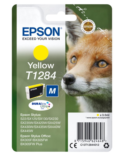 Epson T1284 - 3.5 ml - taille M - jaune - original - blister - cartouche d'encre - pour Stylus S22, SX130, SX230, SX235, SX430, SX435, SX438, SX440, SX445, Stylus Office BX305