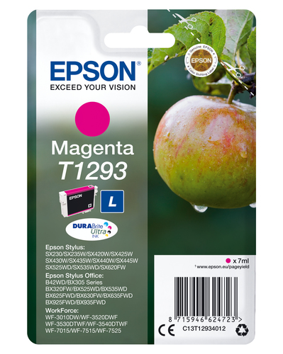 Epson T1293 - 7 ml - taille L - magenta - original - blister - cartouche d'encre - pour Stylus SX230, SX235, SX430, SX438, WorkForce WF-3010, 3520, 3530, 3540, 7015, 7515, 7525 
