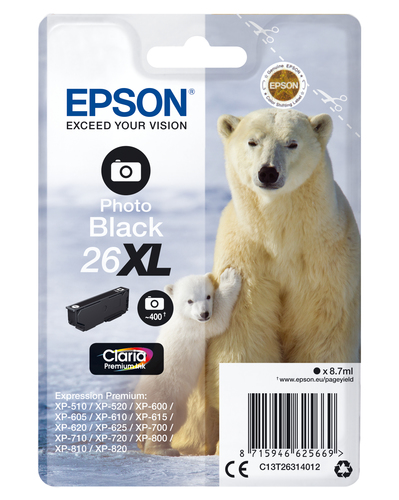 EPSON Ink/26XL Polar Bear 8.7ml PBK - disponible 15 jours