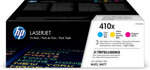HP 410X - Pack de 3 - à rendement élevé - jaune, cyan, magenta - original - LaserJet - cartouche de toner (CF252XM) - pour Color LaserJet Pro M452, MFP M377, MFP M477 