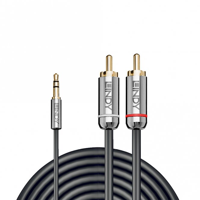 Lindy Câble Audio Jack 3.5mm vers RCA, Cromo Line, 2m 