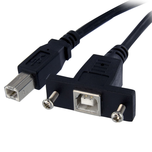 StarTech.com Cable USB 30 cm monte sur panneau B vers B - F/M - Câble USB - USB type B (F) pour USB type B (M) - USB 2.0 - 30 cm - moulé, vis moletées - noir - pour P/N: USB2HAB10, USB2HAB15, USB2HAB30AC, USB2HAB50AC, USB2HAB6, USB2HABM1, USB2HABM6RA 