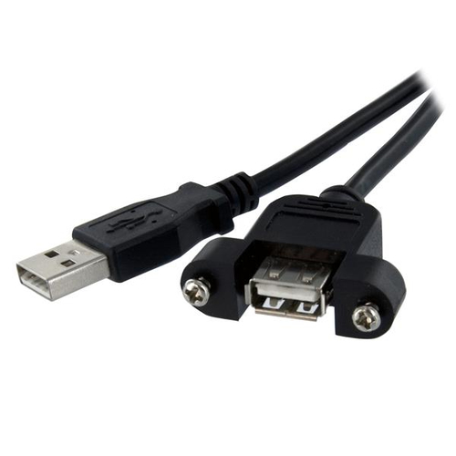 StarTech.com Câble USB 2.0 à montage sur panneau de 60cm - Rallonge USB monté sur goulotte - Cordon USB A vers A - F/M - Noir - Rallonge de câble USB - USB (F) pour USB (M) - 60 cm - moulé, vis moletées - noir - pour P/N: UUSBOTG 