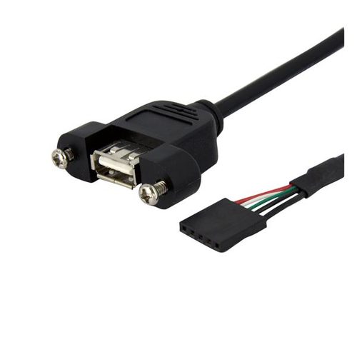 StarTech.com Câble adaptateur USB 2.0 IDC 5 broches vers USB A interne - Montable sur boîtier - 1x IDC femelle - 1x USB 2.0 A femelle - Câble interne USB vers externe - USB (F) pour connecteur 2.0 USB 5 broches (F) - 30 cm - vis moletées - noir