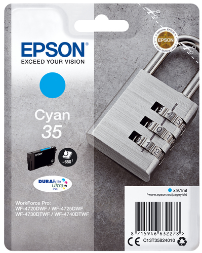 Epson 35 - 9.1 ml - cyan - original - cartouche d'encre - pour WorkForce Pro WF-4720, WF-4720DWF, WF-4725DWF, WF-4730, WF-4730DTWF, WF-4740, WF-4740DTWF 
