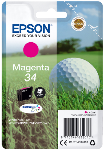 Epson 34 - 4.2 ml - magenta - original - cartouche d'encre - pour WorkForce Pro WF-3720, WF-3720DWF, WF-3725DWF 