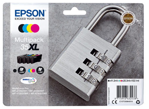Epson 35XL Multipack - Pack de 4 - XL - noir, jaune, cyan, magenta - original - cartouche d'encre - pour WorkForce Pro WF-4720, WF-4720DWF, WF-4725DWF, WF-4730, WF-4730DTWF, WF-4740, WF-4740DTWF 