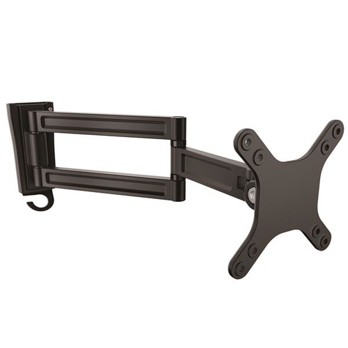 StarTech.com Bras d'écran à montage mural - Double pivot - Support mural pour moniteur plat à fixation VESA jusqu'à 27" 15 kg - Kit de montage (support de fixation, vis, bras pour moniteur) - bras réglable - pour Écran LCD - aluminium - noir - Taille d'éc