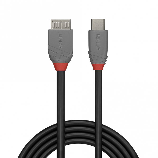 Lindy Câble USB 3.2 Type C vers Micro-B Cable, 5Gbit/s, Anthra Line, 1m 