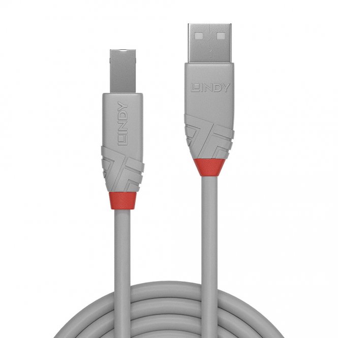 Lindy Câble USB 2.0 type A vers B, Anthra Line, Gris, 0.5m 