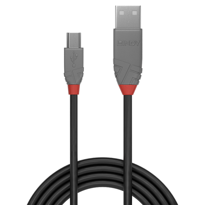 Lindy Câble USB 2.0 type A vers Mini-B, Anthra Line, 0.5m 
