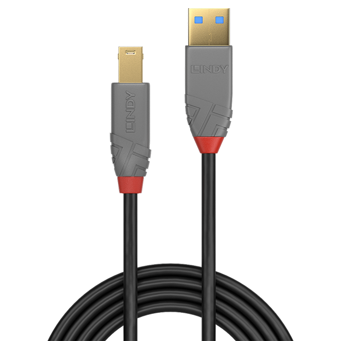 Lindy Câble USB 3.2 Type A vers B, 5Gbit/s, Anthra Line, 0.5m 