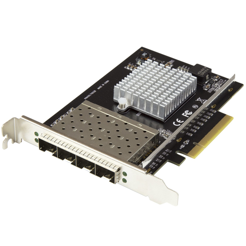 StarTech.com Carte réseau PCI Express - SFP+ PCIe 4 ports - Chipset Intel XL710 - 10 Gigabit Ethernet - Carte Ethernet pour serveur - Adaptateur réseau - PCIe x8 - 10 Gigabit SFP+ x 4 - noir 