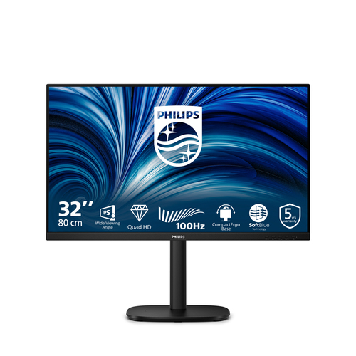 Philips 32B2N3500 - 3000 Series - écran LED - 32" (31.5" visualisable) - 2560 x 1440 QHD @ 100 Hz - IPS - 1000:1 - 2xHDMI, DisplayPort - haut-parleurs - noir 