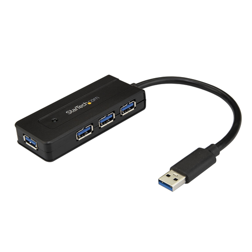 StarTech.com Hub USB 3.0 à 4 ports - Mini hub avec port de charge - Adaptateur d'alimentation inclus (ST4300MINI) - Concentrateur (hub) - 4 x SuperSpeed USB 3.0 - de bureau - pour P/N: USB312SAT3CB, USB315CB2M, USBLT1MWS, USBLT2MBR, USBLT30CMW, USBLTM1MBK 