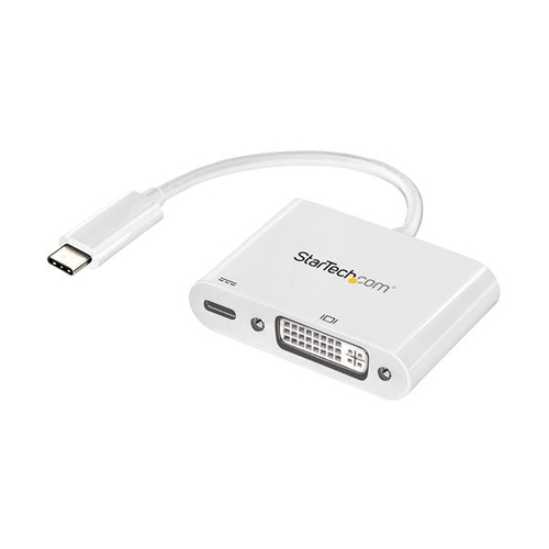 StarTech.com Adaptateur USB-C vers DVI avec USB Power Delivery - 1920x1200 - Blanc - Adaptateur vidéo externe - Parade PS171 - USB-C - DVI - blanc