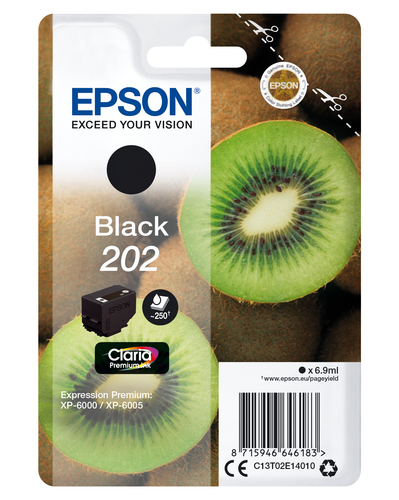 Epson 202 - 6.9 ml - noir - original - emballage coque avec alarme radioélectrique/ acoustique - cartouche d'encre - pour Expression Premium XP-6000, XP-6005 