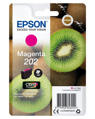 Epson 202 - 4.1 ml - magenta - original - emballage coque avec alarme radioélectrique/ acoustique - cartouche d'encre - pour Expression Premium XP-6000, XP-6005