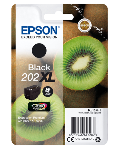 Epson 202XL - 13.8 ml - XL - noir - original - emballage coque avec alarme radioélectrique/ acoustique - cartouche d'encre - pour Expression Premium XP-6000, XP-6005