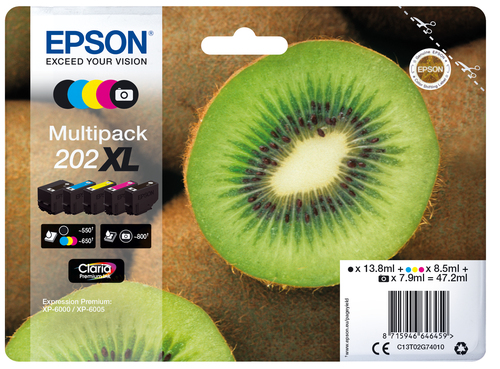 Epson Multipack 202XL - Pack de 5 - haute capacité - noir, jaune, cyan, magenta, photo noire - original - blister - cartouche d'encre - pour Expression Premium XP-6000, XP-6005, XP-6100, XP-6105 